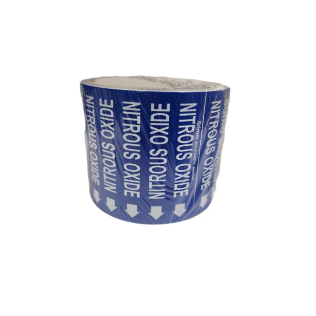 Nitrous Oxide Labels Blue with White Letters 100 per Roll