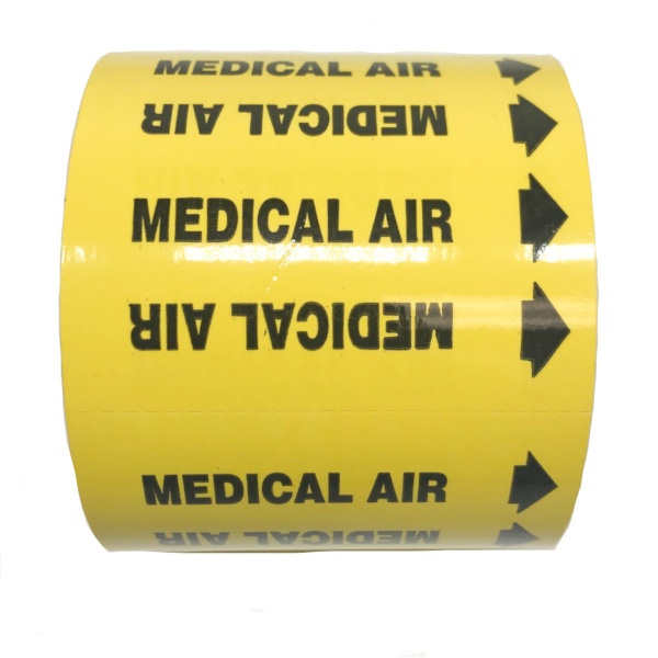 Gas Markers Medical Air Yellow Background Black Text