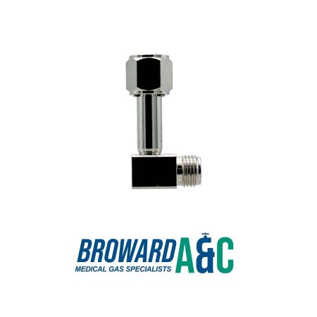 Precision Medical 0706 Oxygen DISS 90° Elbow Male by Hex Nut with 1-1/2 Inch Stem