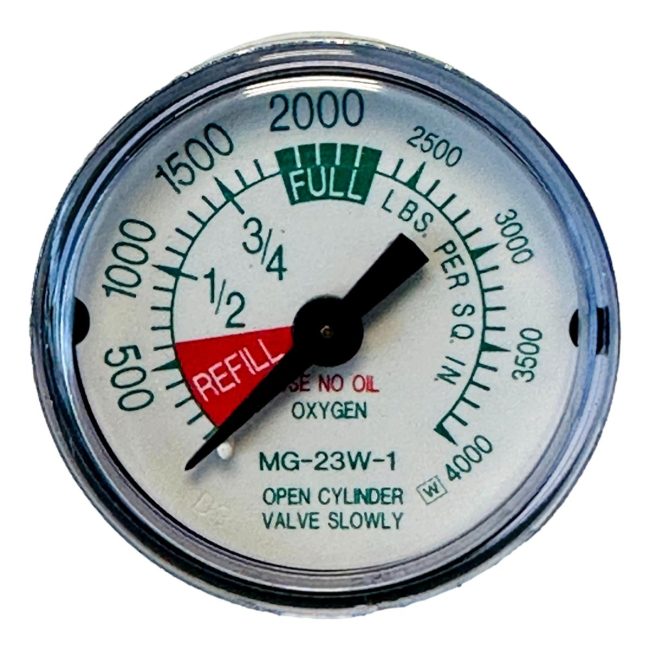 Western Enterprises MG-C23 Back Port Oxygen Gauge 4000 PSI and 1-1/2 Inch OD 