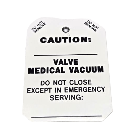 P-VLVTAG-U-VAC Medical Vacuum Source Valve Tag 