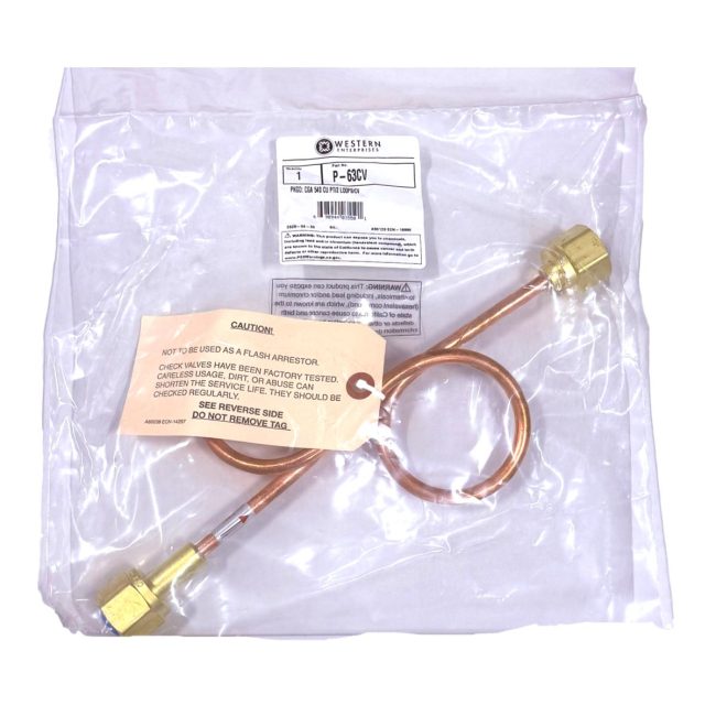 Western P-63CV Copper Pigtail with Check Valve CGA 540 Nut X CGA 540 Nut 24" Length
