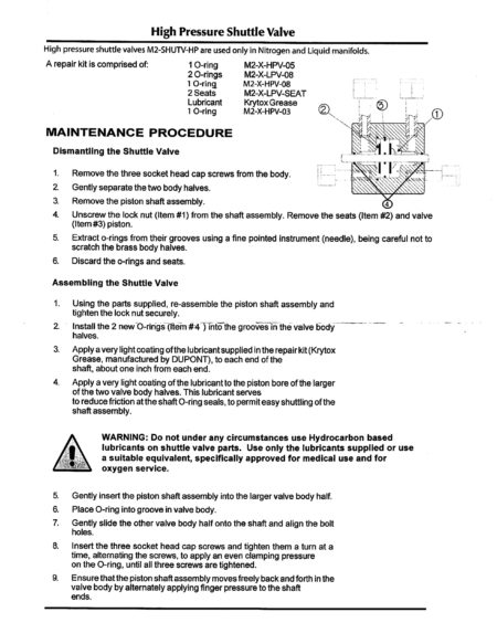 Shuttle Valve Repair Kit for High Pressure Gases - Image 2