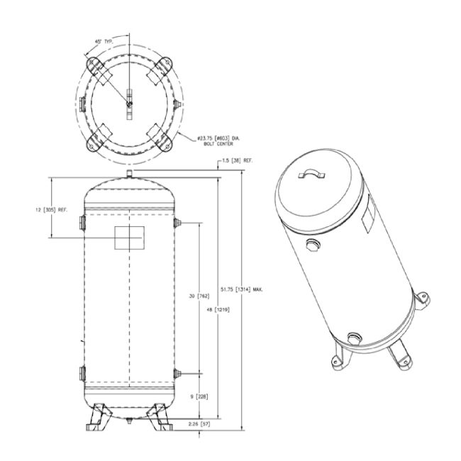 Airsep TA150-1 Receiver Tank Only 60 Gallon