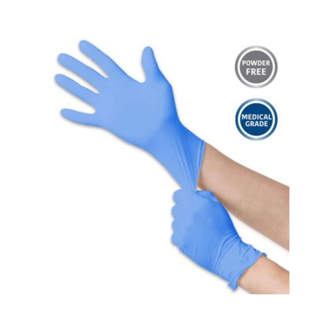 MEDIUM POWDER-FREE NITRILE EXAM GLOVES / BOX OF 100