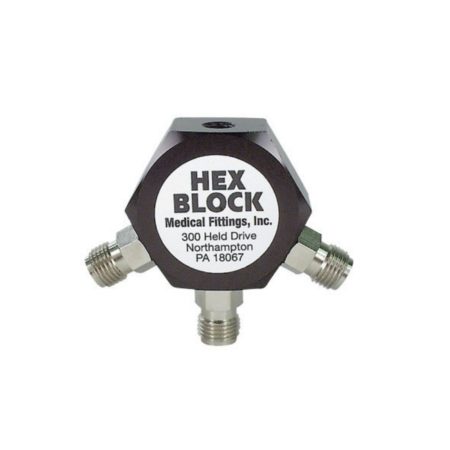 HEX BLOCK / 1/8 NPT FEMALE INLET / 3 DISS VACUUM MALE OUTLETS WITH CHECK VALVES
