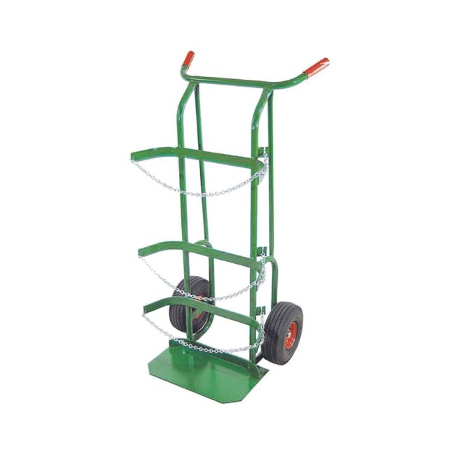 HEAVY-DUTY DUAL CYLINDER DELIVERY CART / 10" X 2.75" SOLID RUBBER WHEELS