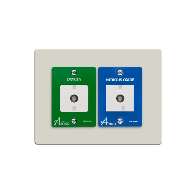 Amico O-QDDENT-U-O2 Oxygen and N2O Ohmeda Double Gang Cabinet Mount Outlet