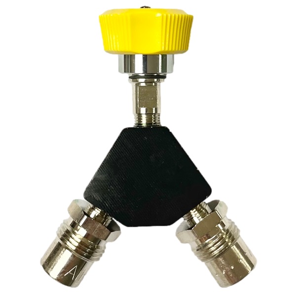 Precision Medical 7212 Air DISS Y Block Female Hand Tight Inlet by DISS Male Check Valve Outlets