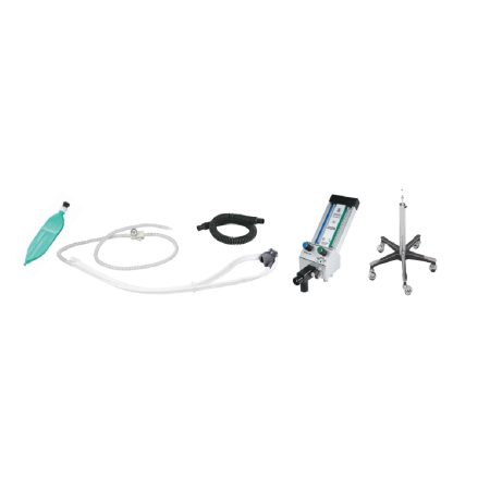 Belmed F200 Flowmeter System with Short Mobile Stand with Nasal Multi-use Mask