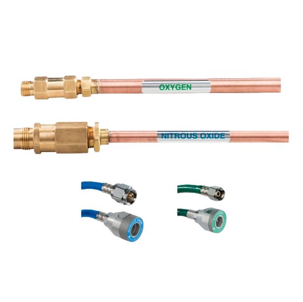 Belmed V700 O2/N2O Risers with Check Valves (Porter/Accutron Q.C.)