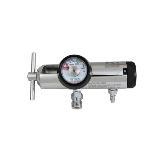 Responsive Respiratory 120-1230 EMS CGA 870 Regulator 25 LPM with Dual DISS and Barb