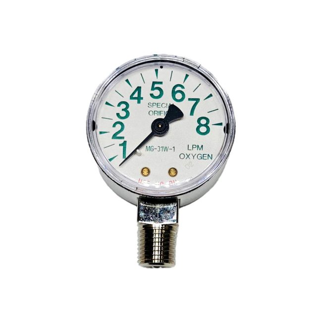 Western Enterprises MG-C31 8 LPM 2 Inch OD 1/4 Inch Male NPT Bottom Port Oxygen Gauge