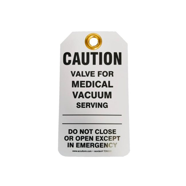Broward A&C Medical 12622 Medical Vacuum Source Valve Tag